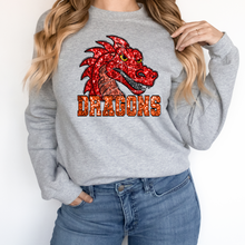 Load image into Gallery viewer, Red Dragons Sequin Mascot