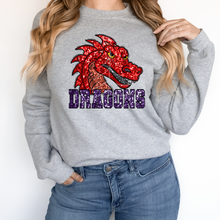 Load image into Gallery viewer, Red Dragons Sequin Mascot
