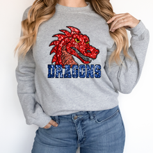 Load image into Gallery viewer, Red Dragons Sequin Mascot