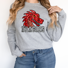 Load image into Gallery viewer, Red Dragons Sequin Mascot