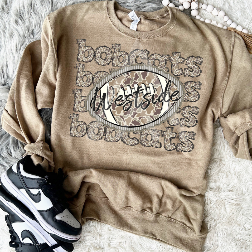 Camo Stacked Mascot Football