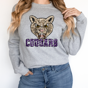Cougars Sequin Mascot (DTF/SUBLIMATION TRANSFER)
