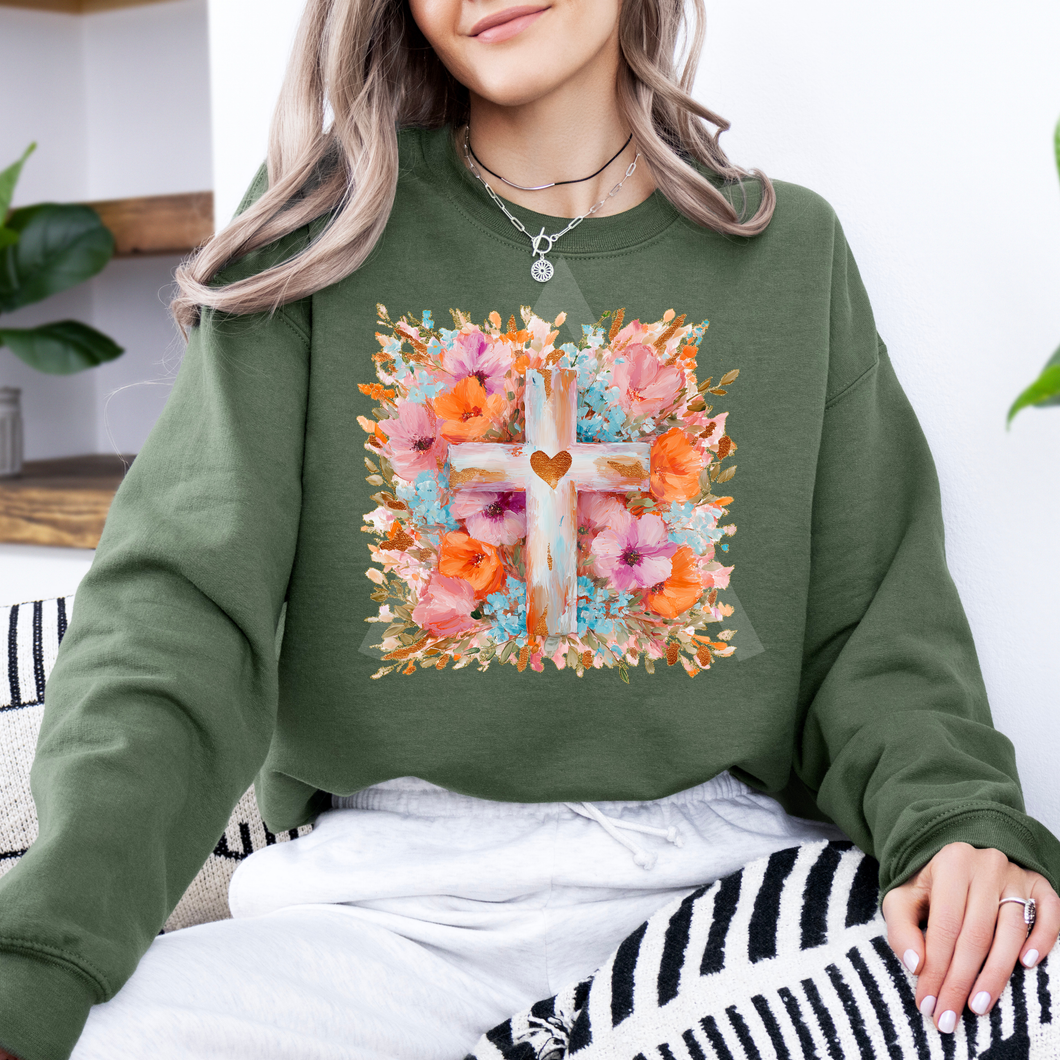 Cross With Fall Flowers