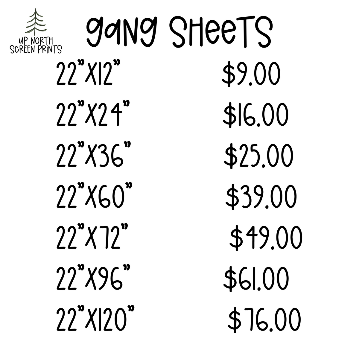Custom DTF Gang Sheets; Design & Upload Tool 2 Up North Screen Prints