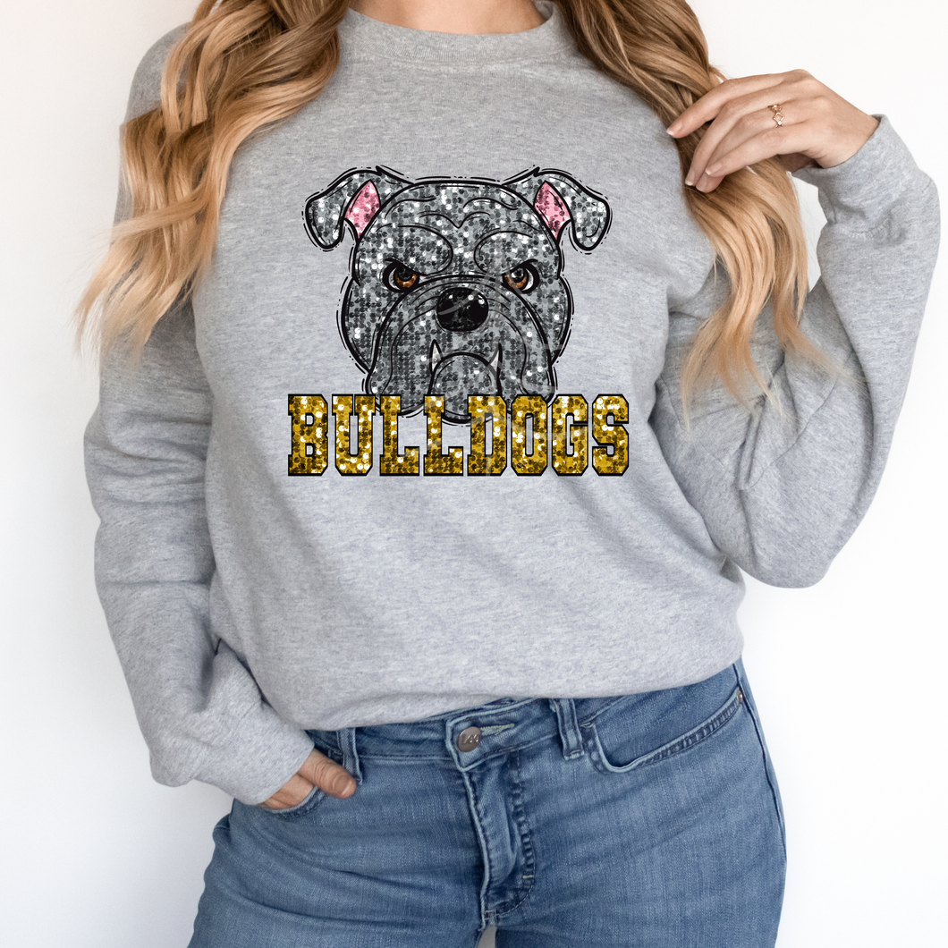 GRAY BULLDOGS SEQUIN MASCOT  (DTF/SUBLIMATION TRANSFER)