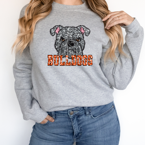 GRAY BULLDOGS SEQUIN MASCOT  (DTF/SUBLIMATION TRANSFER)