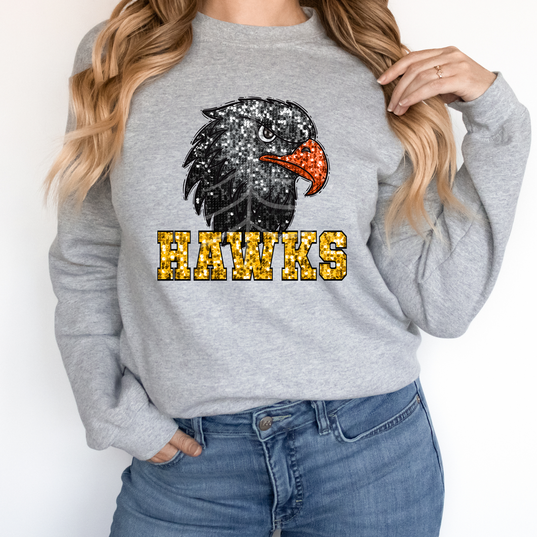 HAWKS SEQUIN MASCOT (DTF/SUBLIMATION TRANSFER)