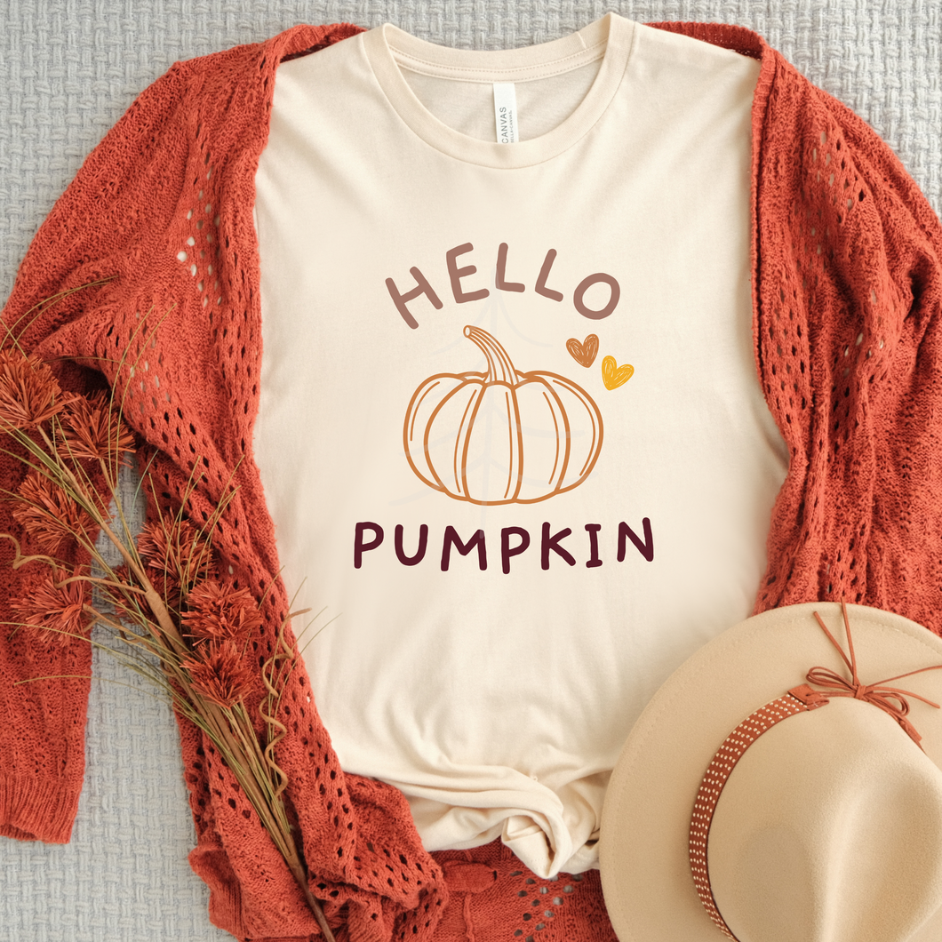 HELLO PUMPKIN WITH HEARTS (DTF/SUBLIMATION TRANSFER)