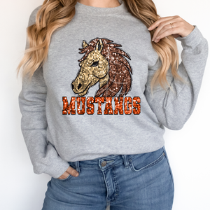 MUSTANGS SEQUIN MASCOT  (DTF/SUBLIMATION TRANSFER)