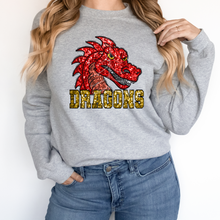 Load image into Gallery viewer, RED DRAGONS SEQUIN MASCOT  (DTF/SUBLIMATION TRANSFER)
