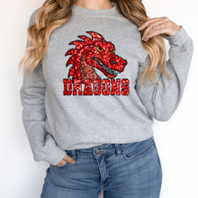 Load image into Gallery viewer, RED DRAGONS SEQUIN MASCOT  (DTF/SUBLIMATION TRANSFER)
