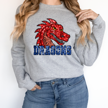 Load image into Gallery viewer, RED DRAGONS SEQUIN MASCOT  (DTF/SUBLIMATION TRANSFER)
