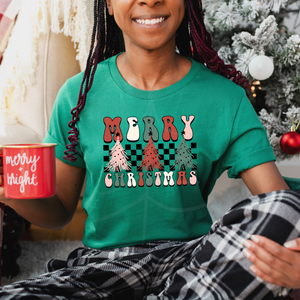 Checkered Merry Christmas Trees (DTF/SUBLIMATION TRANSFER)