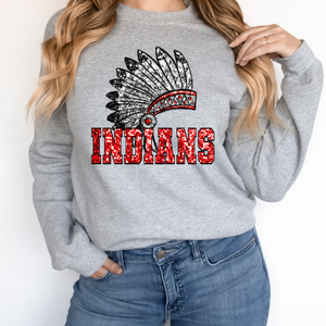 INDIANS SEQUIN MASCOT  (DTF/SUBLIMATION TRANSFER)