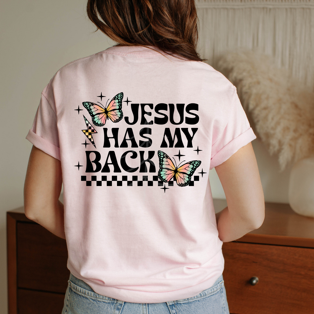 BUTTERFLIES JESUS HAS MY BACK (DTF/SUBLIMATION TRANSFER)