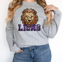 Load image into Gallery viewer, LIONS SEQUIN MASCOT  (DTF/SUBLIMATION TRANSFER)
