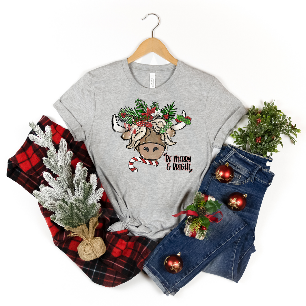 Be Merry & Bright Cow (DTF/SUBLIMATION TRANSFER)