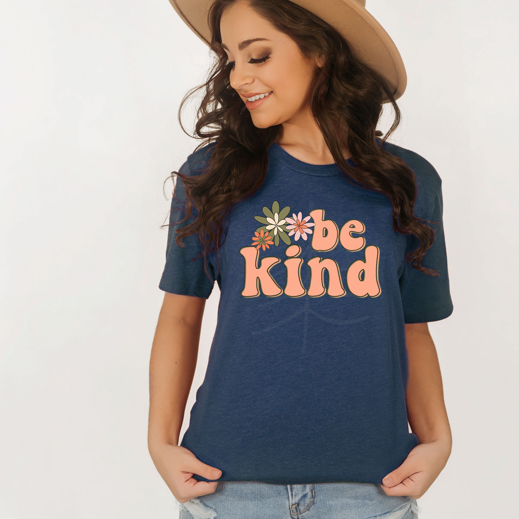 Be Kind Retro With Flowers (DTF/SUBLIMATION TRANSFER)