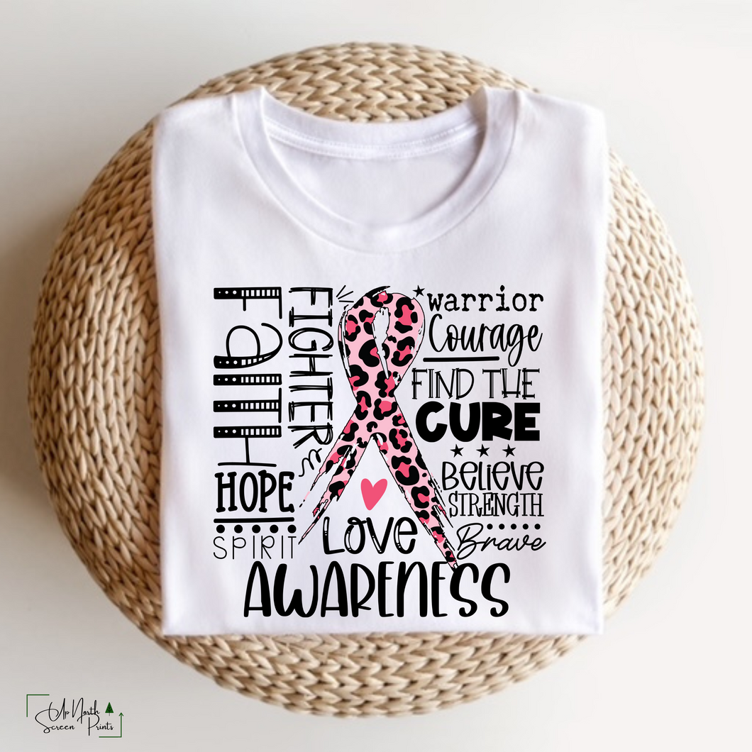 Leopard Typography Breast Cancer Awareness (DTF/SUBLIMATION TRANSFER)