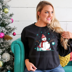 Snowman With Aqua Snowflakes (DTF/SUBLIMATION TRANSFER)